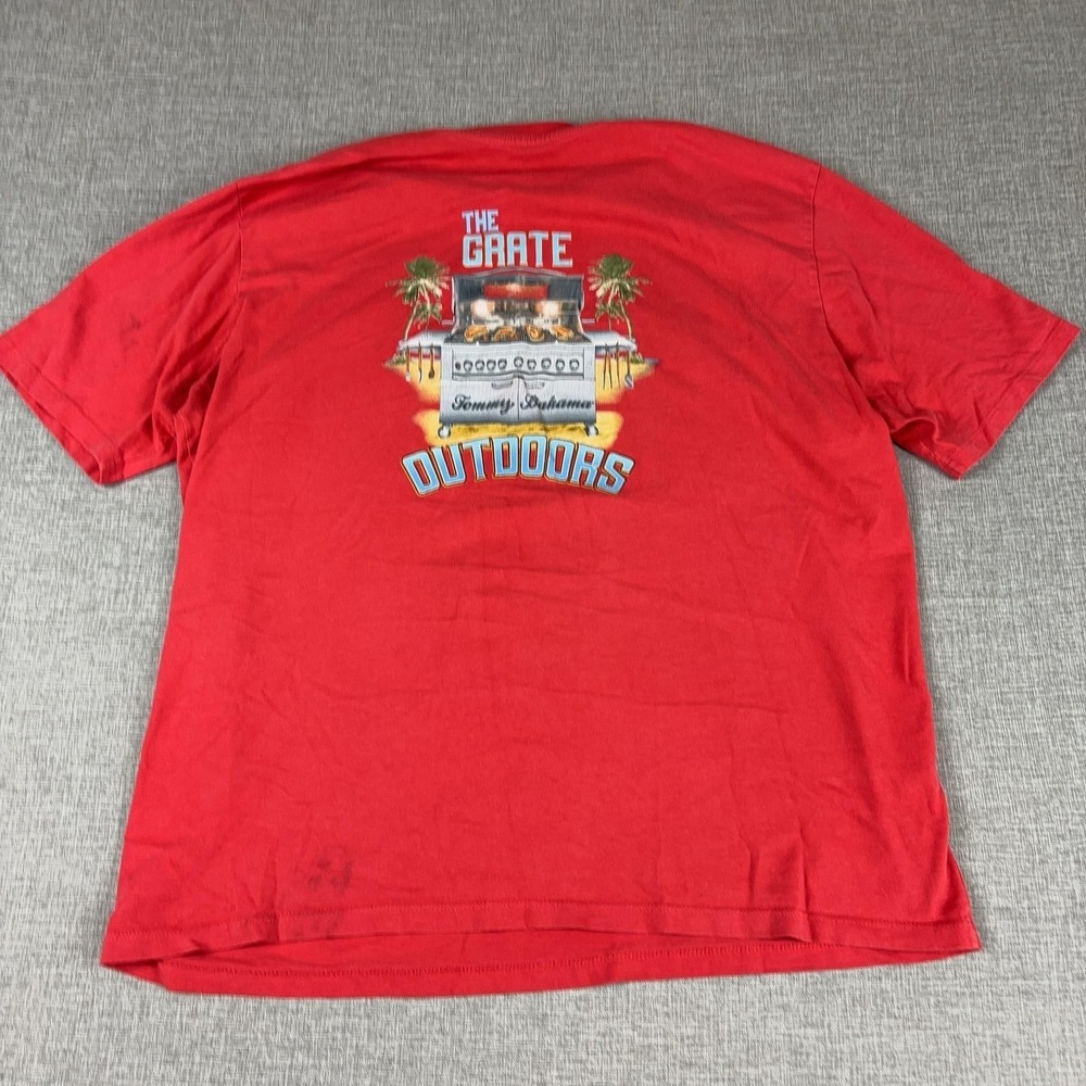 Tommy Bahama Shirt Mens Large Red Grate Outdoors Grill Graphic‎ Tee Tagless